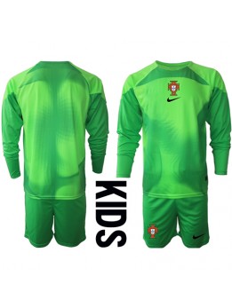 Otroški Nogometna dresi replika Portugalska Vratar Domači SP 2022 Dolgi rokav (+ hlače)